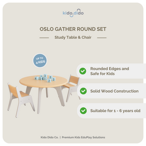 OSLO Gather Round Set - 1 Round Table + 2 Adjustable Height Chairs