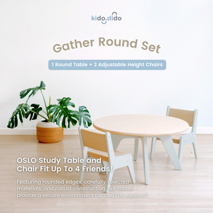 OSLO Gather Round Set - 1 Round Table + 2 Adjustable Height Chairs