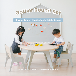 OSLO Gather Round Set - 1 Round Table + 2 Adjustable Height Chairs